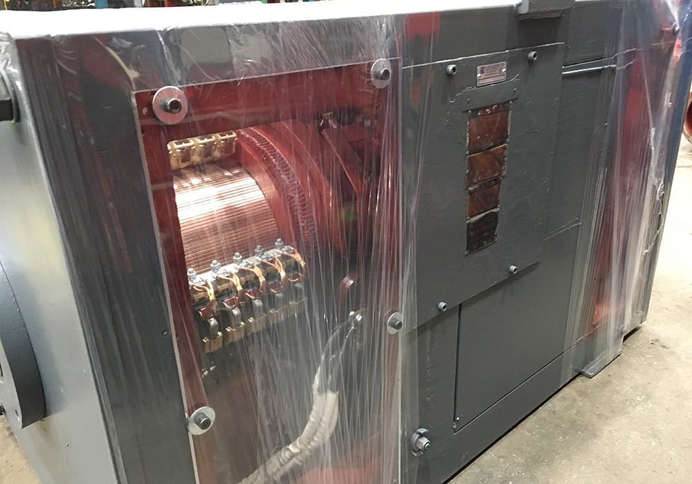 ASEA DC mill motor side view through shrink wrap