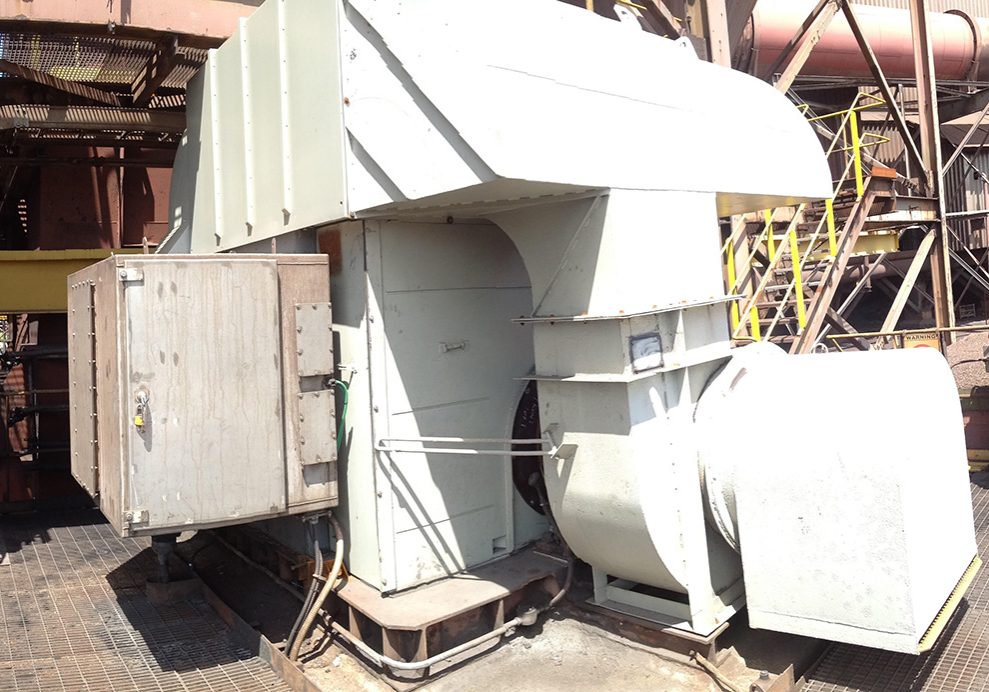 Motor on exterior of industrial building